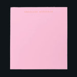 Minimalist Retro Typewriter Font Personalized Pink Notepad<br><div class="desc">Stay organized in style with this minimalist pink and orange personalized notepad. Featuring a soft pastel background and a simple yet elegant name in typewriter-style font, this design is perfect for daily notes, to-do lists, or journaling. Ideal for professionals, students, or anyone who loves chic stationery. A thoughtful custom gift...</div>