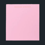 Minimalist Retro Typewriter Font Personalized Pink Notepad<br><div class="desc">Stay organized in style with this minimalist pink and orange personalized notepad. Featuring a soft pastel background and a simple yet elegant name in typewriter-style font, this design is perfect for daily notes, to-do lists, or journaling. Ideal for professionals, students, or anyone who loves chic stationery. A thoughtful custom gift...</div>