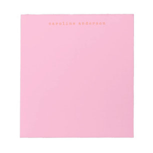 Minimalist Retro Typewriter Font Personalized Pink Notepad