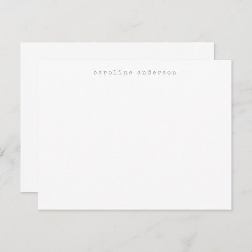 Minimalist Retro Typewriter Font Personalized Sage Note Card