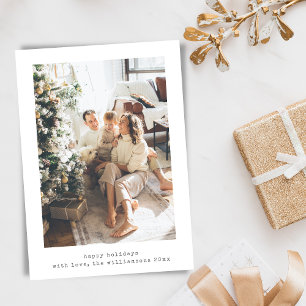 Minimalist Retro Typewriter Two Vertical Photo  Holiday Card