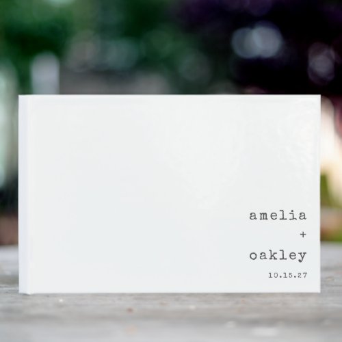 Minimalist Retro Typewriter White Custom Wedding  Guest Book