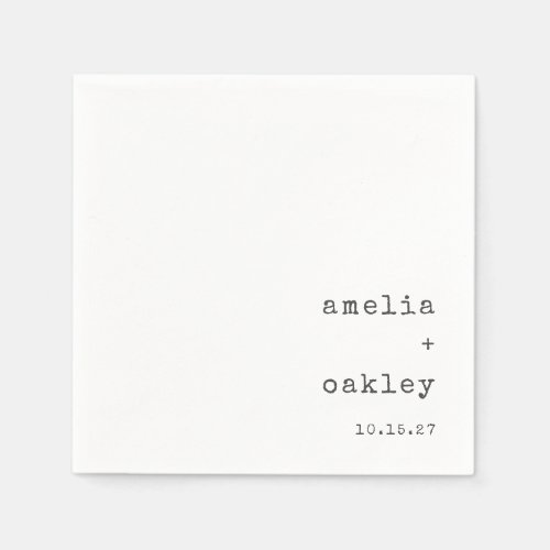 Minimalist Retro Typewriter White Custom Wedding  Napkins