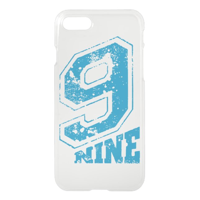 Minimalist Retro Typography Blue Number Nine Uncommon iPhone Case (Back)