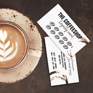 Minimalist Retro Vintage Brown Cup Stains Coffee Loyalty Card