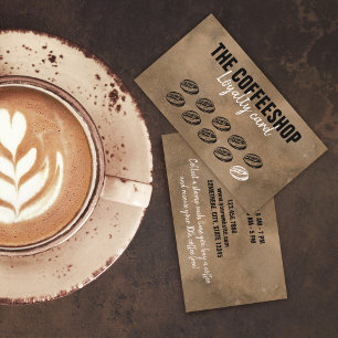 Minimalist Retro Vintage Brown Kraft Simple Coffee Loyalty Card