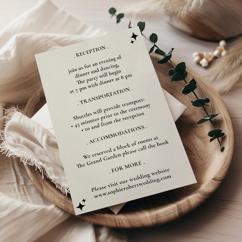 Minimalist Retro Wedding Details Enclosure Card