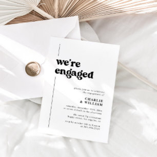 Minimalist Retro We're Engaged Engagement Party Invitation