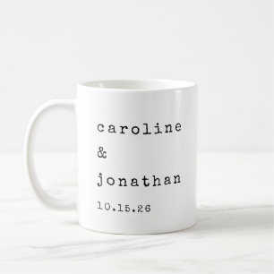 Minimalist Retro White Typewriter Custom Wedding Coffee Mug