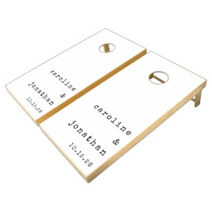 Minimalist Retro White Typewriter Custom Wedding Cornhole Set