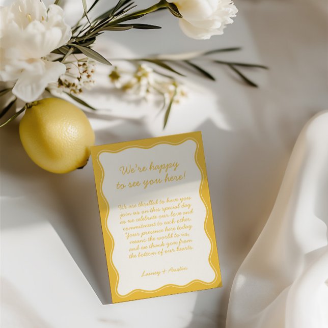 Minimalist Retro Yellow Wedding Welcome  Thank You Card (Minimalist Retro Yellow Wedding Welcome Thank You Card)