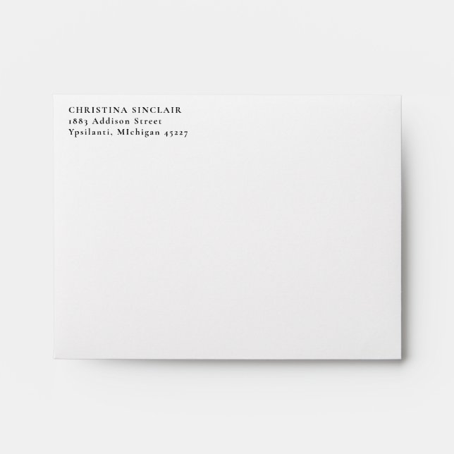 Minimalist Return Address Left Aligned All Colors Envelope (Front)
