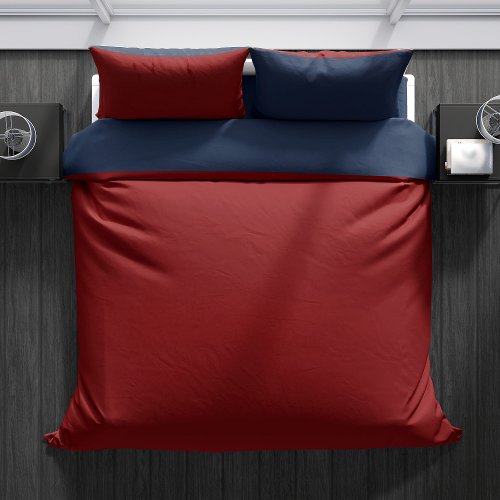 Minimalist Reversible Red Navy Blue Double Sided  Duvet Cover