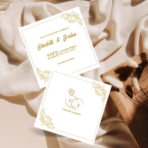 Minimalist Ring Gold Invitation Wedding Card