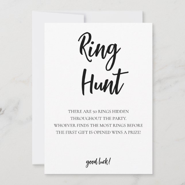 Minimalist Ring Hunt Game Bridal Shower Card (Front)