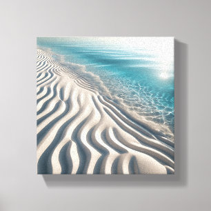 Minimalist Rippled White Sand Beach with Crystal Canvas Print