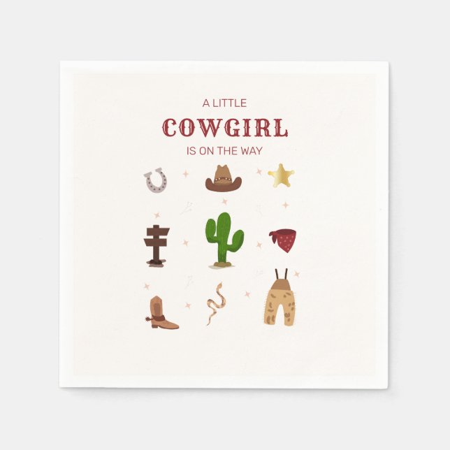 Minimalist Rodeo Cowgirl Baby Shower Napkins (Front)