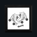 Minimalist Roller Skates Drawing Custom Name   Gift Box<br><div class="desc">Minimalist Black And White Roller Skates Drawing. Two quads roller skate illustration in black and white. Simple aesthetic roller skating,  roller skates black and white modern illustration.</div>