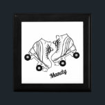Minimalist Roller Skates Drawing Custom Name   Gift Box<br><div class="desc">Minimalist Black And White Roller Skates Drawing. Two quads roller skate illustration in black and white. Simple aesthetic roller skating,  roller skates black and white modern illustration.</div>