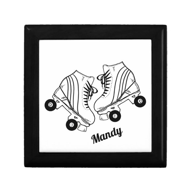 Minimalist Roller Skates Drawing Custom Name   Gift Box (Front)