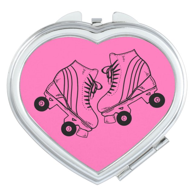 Minimalist Roller Skates Drawing Pink Compact Mirror (Front)