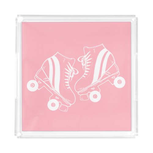 Minimalist Roller Skates Roller Skating Pink    Acrylic Tray