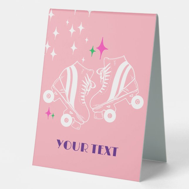 Minimalist Roller Skates Roller Skating Pink  Table Tent (Front)