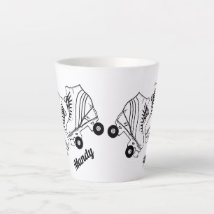 Minimalist Roller Skating Drawing Custom Name Latte Mug