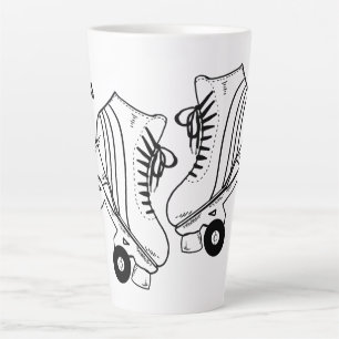 Minimalist Roller Skating Drawing Custom Name Latte Mug