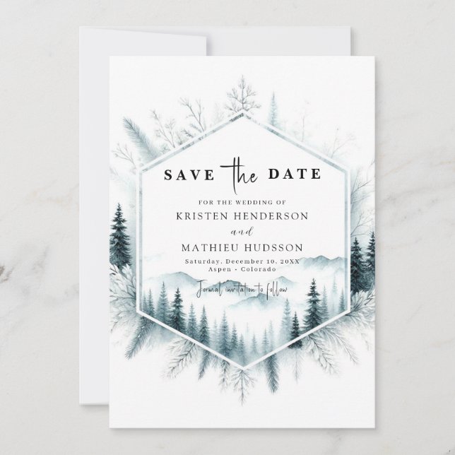 Minimalist Romance Mountain Wedding Save The Date (Front)