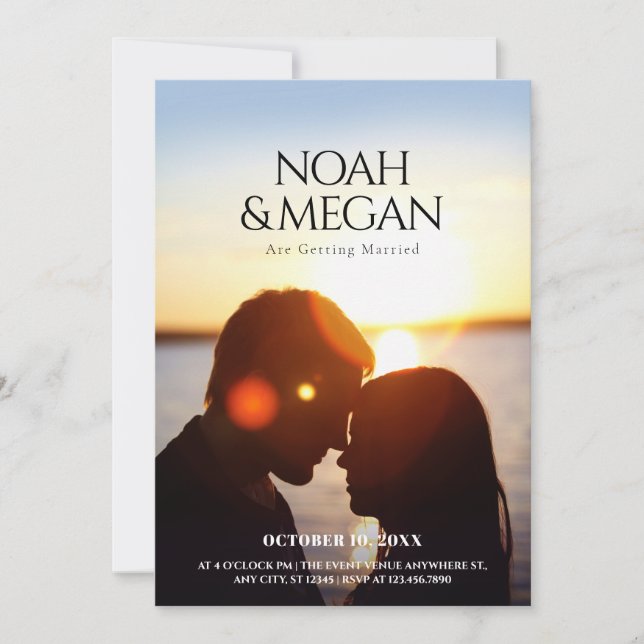 Minimalist romance photo wedding invitation (Front)