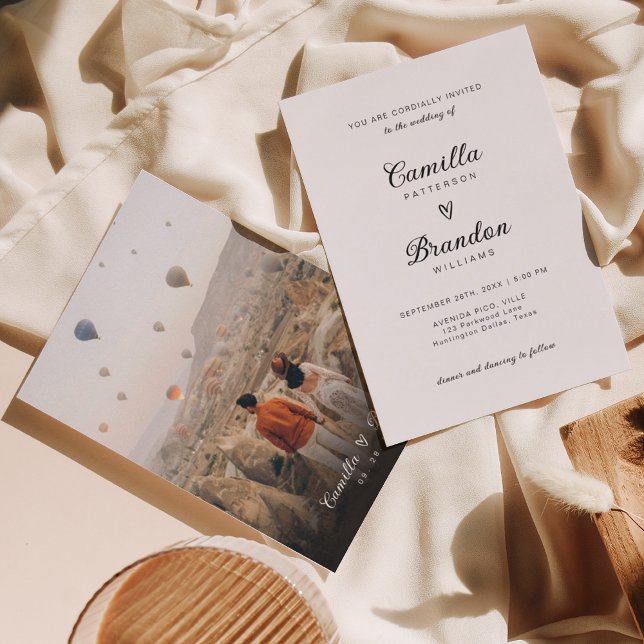 Minimalist Romantic Heart Script Wedding Invitation (Creator Uploaded)