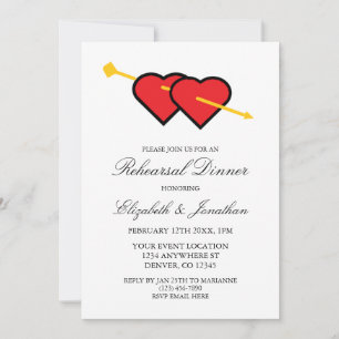 Minimalist Romantic Hearts Rehearsal Dinner Invitation