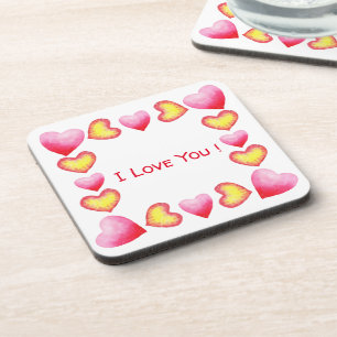 Minimalist Romantic I Love You Valentine's Day Beverage Coaster