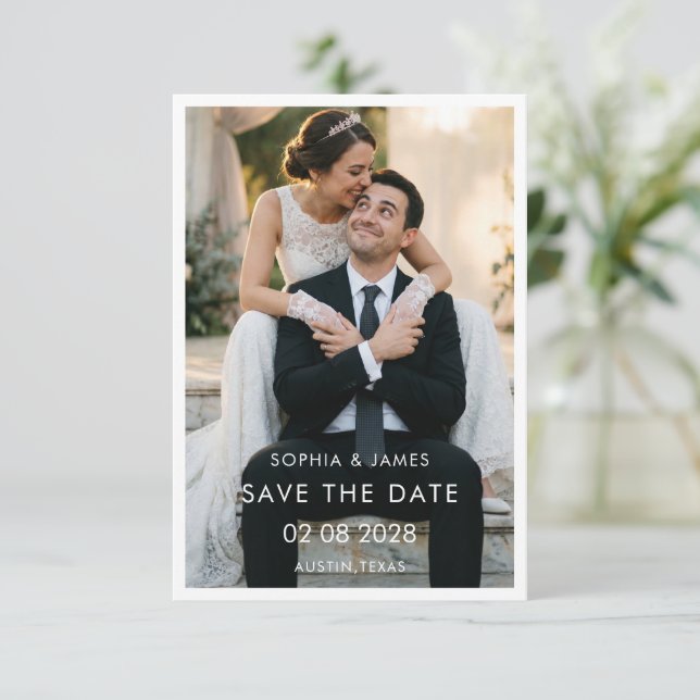 Minimalist Romantic Photo SAVE THE DATE (Standing Front)