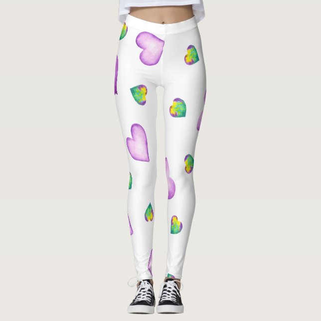 Minimalist  Romantic watercolor Heart     Leggings (Front)