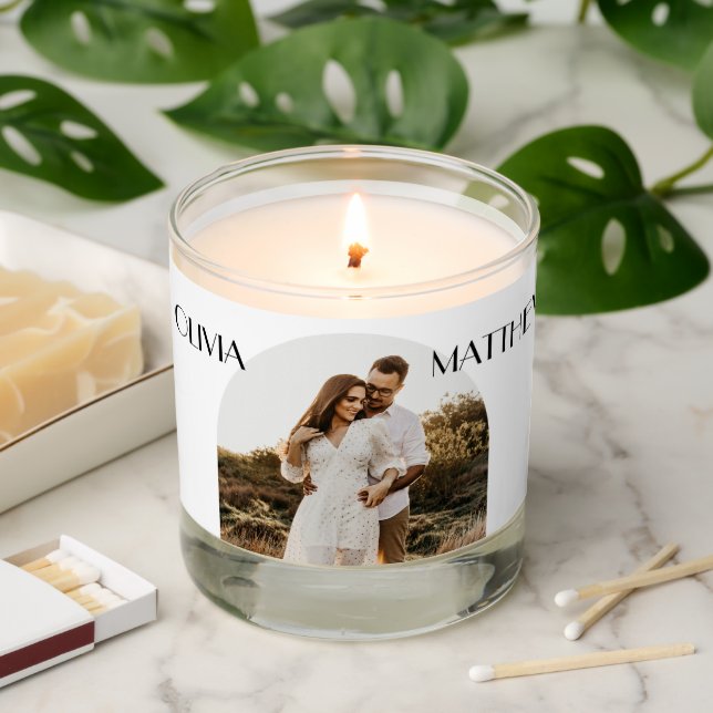 Minimalist Romantic Wedding | Modern Elegant Photo Scented Candle (Lit)
