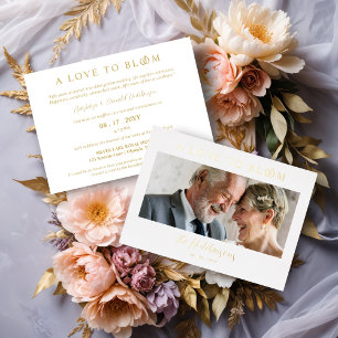 Minimalist Romantic Wedding Photo Anniversary Gold Foil Invitation