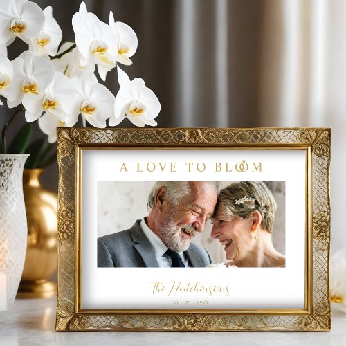 Minimalist Romantic Wedding Photo Anniversary Gold Poster