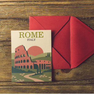 Minimalist Rome Italy Colosseum Illustration Postcard