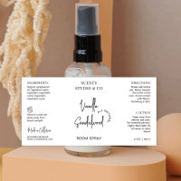 Minimalist Room or Linen Spray Bottle Wrapper Label