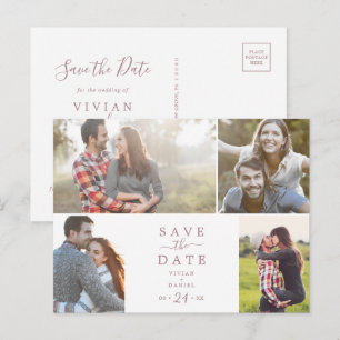 Minimalist Rose 4 Photo Template Save the Date