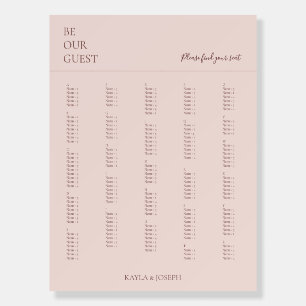 Minimalist Rose Alphabetical Wedding Seating Chart Foam Board