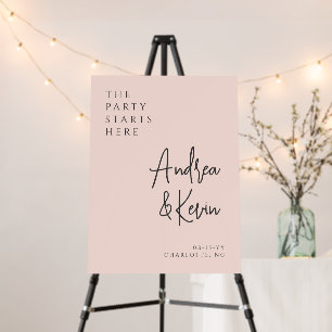 Minimalist Rose Calligraphic Wedding Welcome Sign