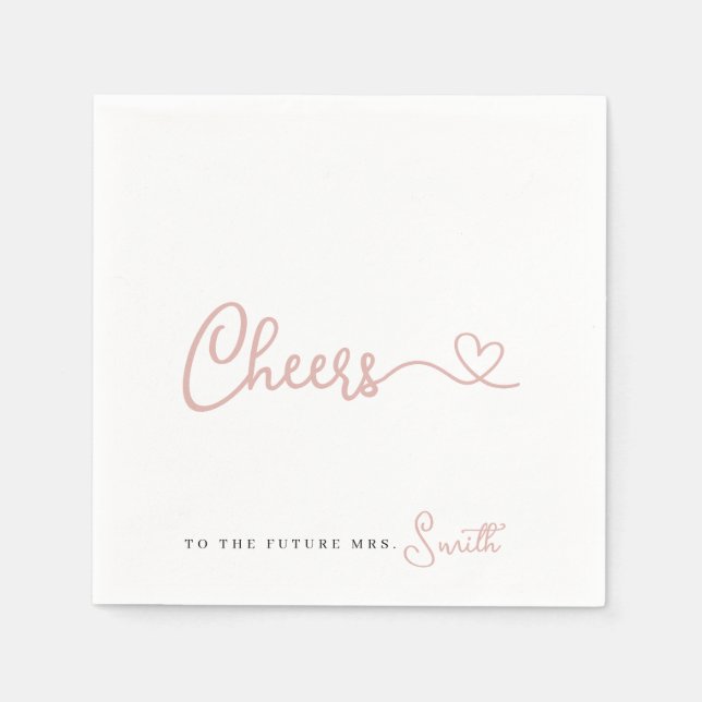 Minimalist Rose Cheers to the Future Mrs Napkins (Front)