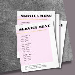 Minimalist Rose Faux Gold Line Service Menu Flyer<br><div class="desc">Elegant service menu template design for beauty related professionals. Simple elegant design with faux gold line and rose/white background. Clean elegant design. If you need any help to customize this product,  please contact us.</div>