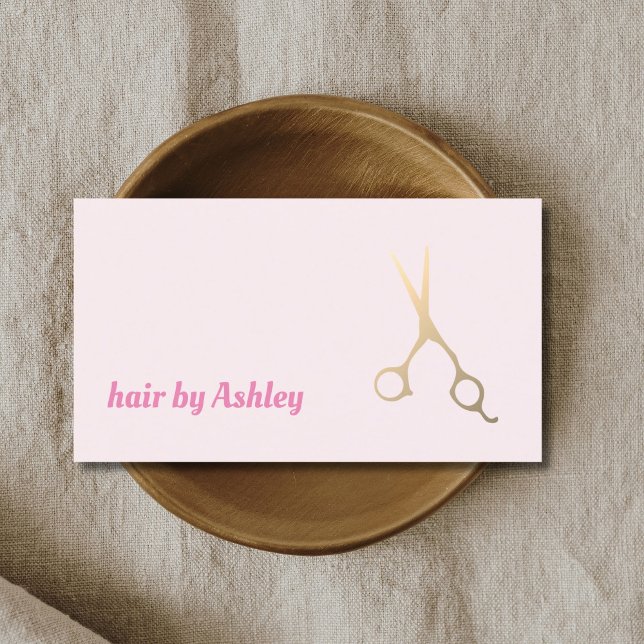 Minimalist Rose Faux Gold Scissors Hair Stylist Business Card (Creator Uploaded)