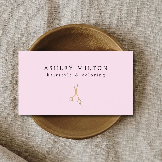 Minimalist Rose Faux Gold Scissors Hair Stylist Business Card (Creator Uploaded)