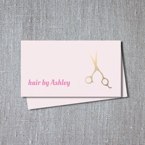 Minimalist Rose Faux Gold Scissors Hair Stylist Business Card