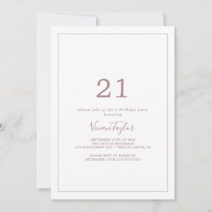 Minimalist Rose Gold 21st Birthday Party Invitation